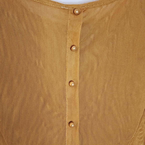 Lace Mesh Boho Woodland Fairy Goth Hippie Blouse Gold Size Medium - Picture 8 of 10